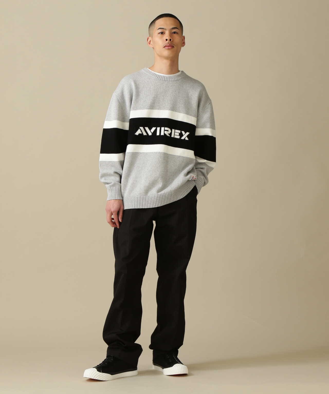 PANELLED BORDER LOGO KNIT / パネル ボーダー ロゴ ニット | AVIREX 