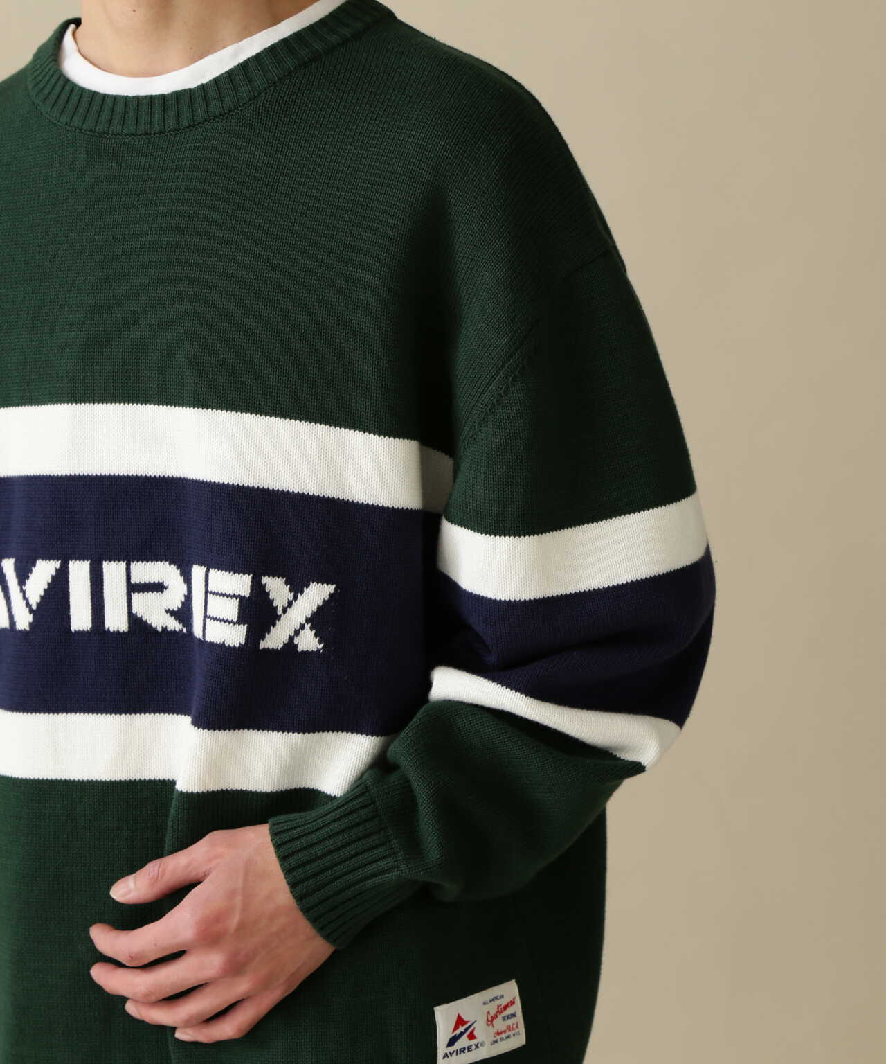 PANELLED BORDER LOGO KNIT / パネル ボーダー ロゴ ニット | AVIREX