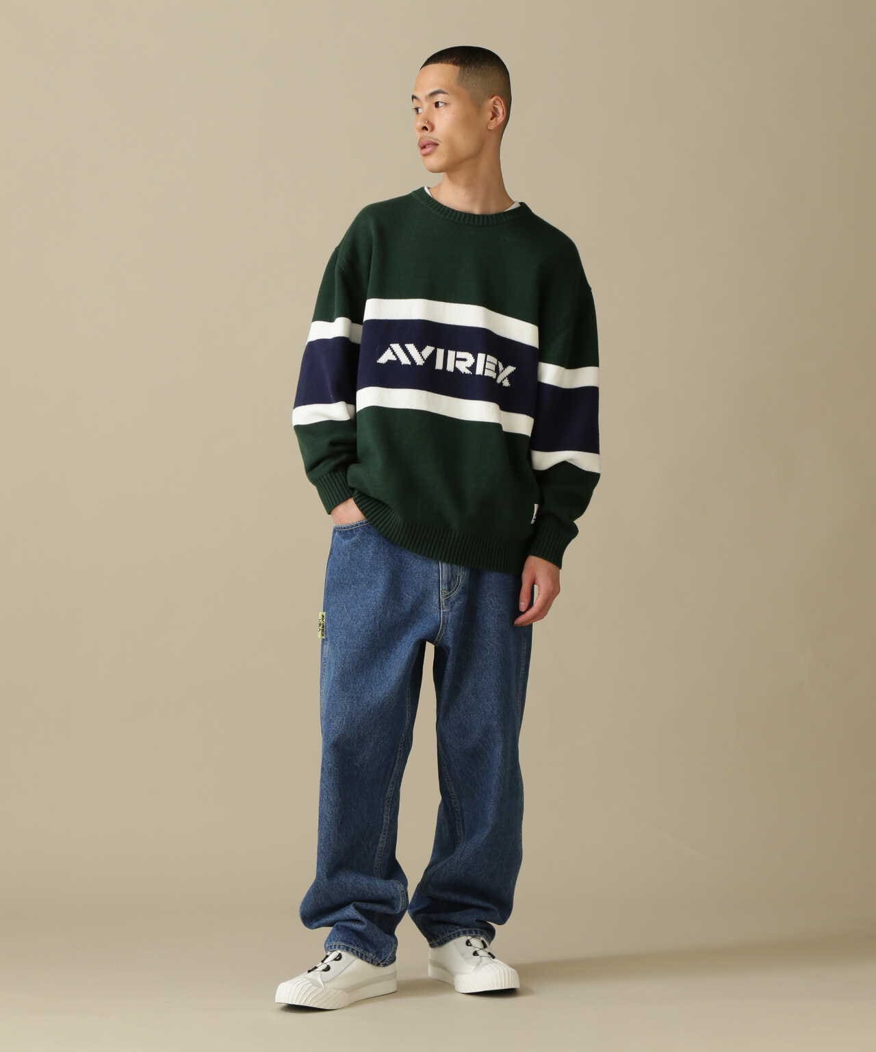 PANELLED BORDER LOGO KNIT / パネル ボーダー ロゴ ニット | AVIREX