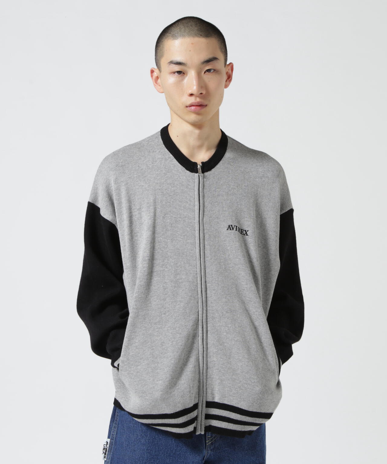 直営店限定》RIB LINE ZIP KNIT/ リブラインジップニット | AVIREX 