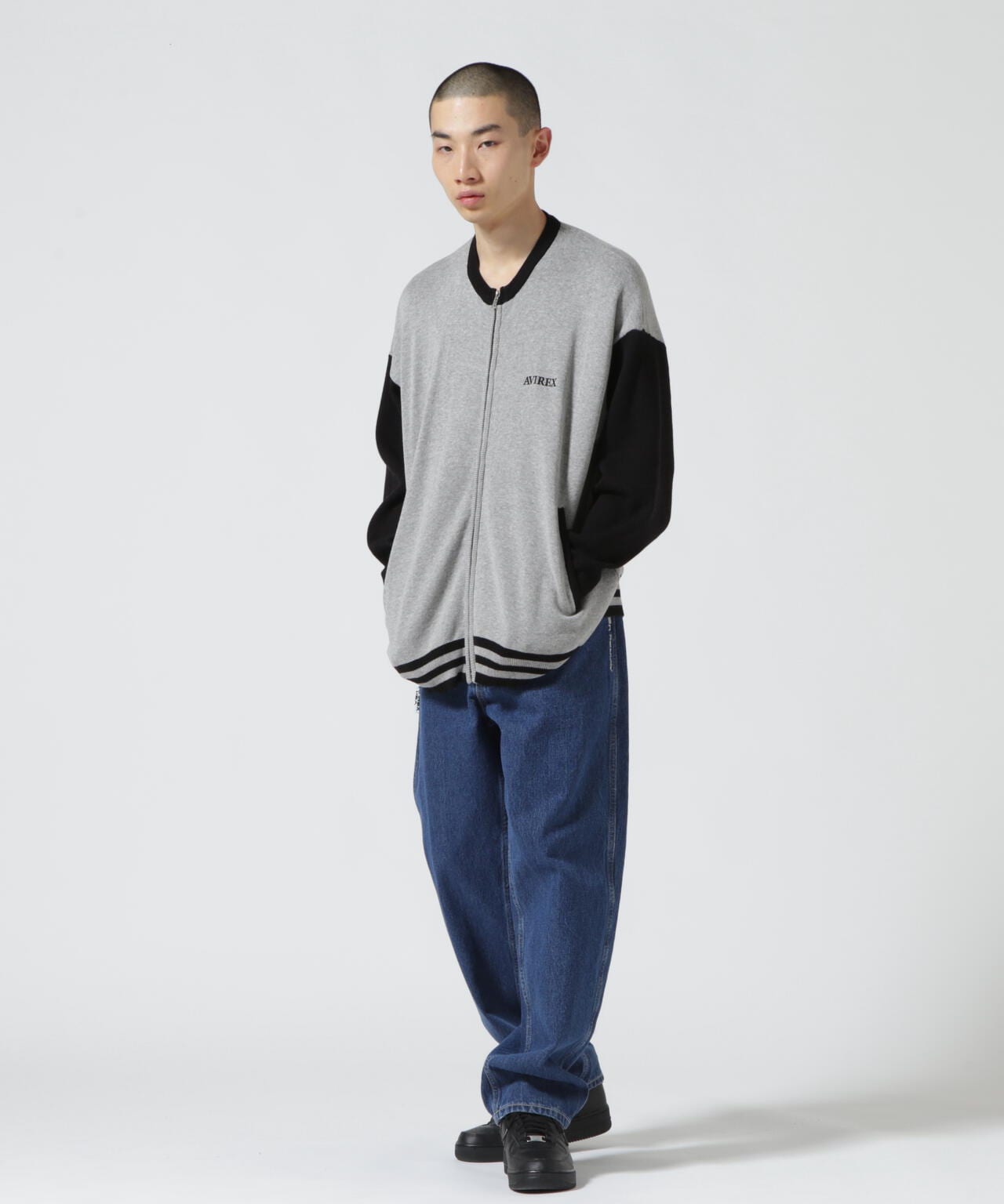 《直営店限定》RIB LINE ZIP KNIT/ リブラインジップニット