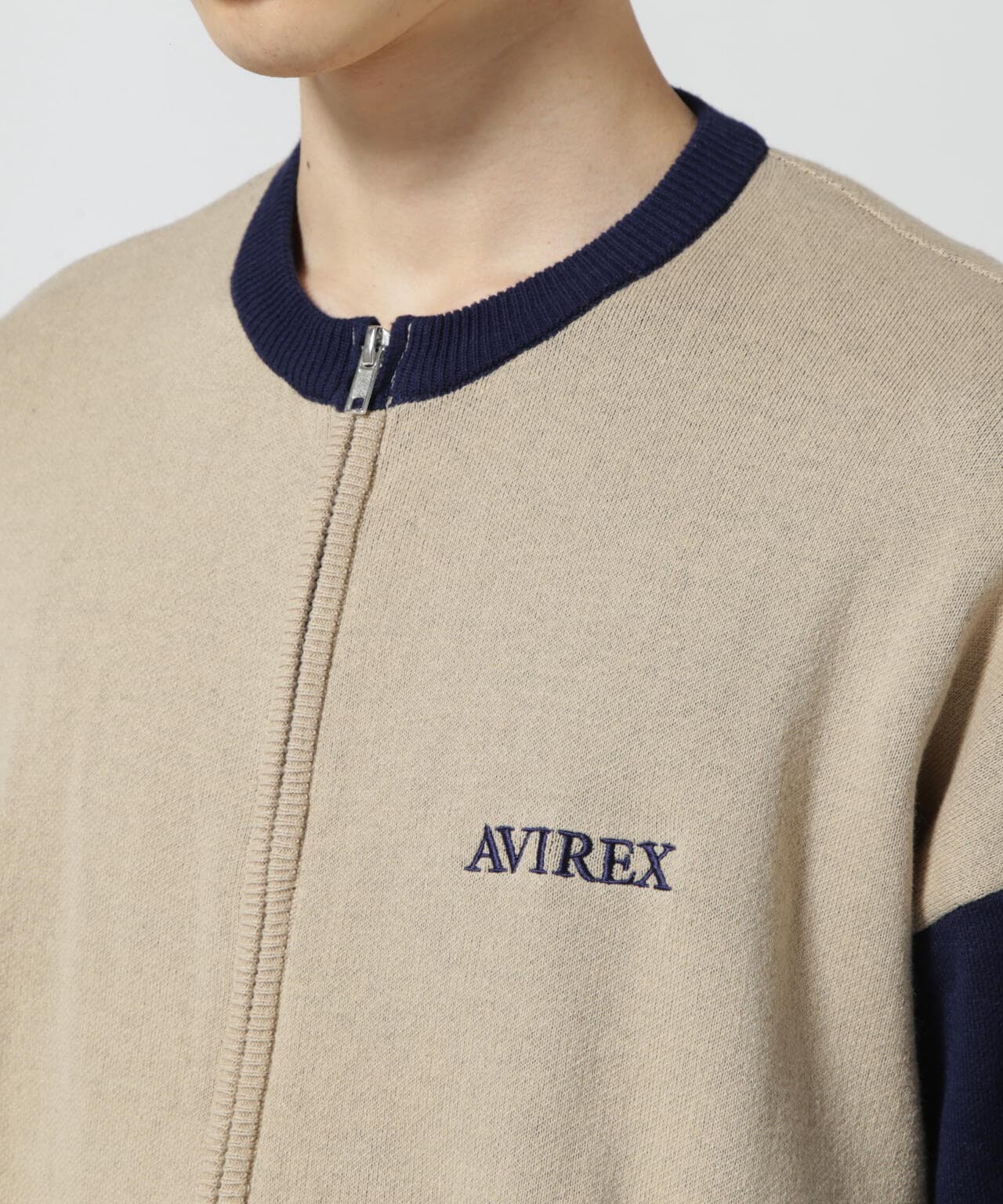 直営店限定》RIB LINE ZIP KNIT/ リブラインジップニット | AVIREX