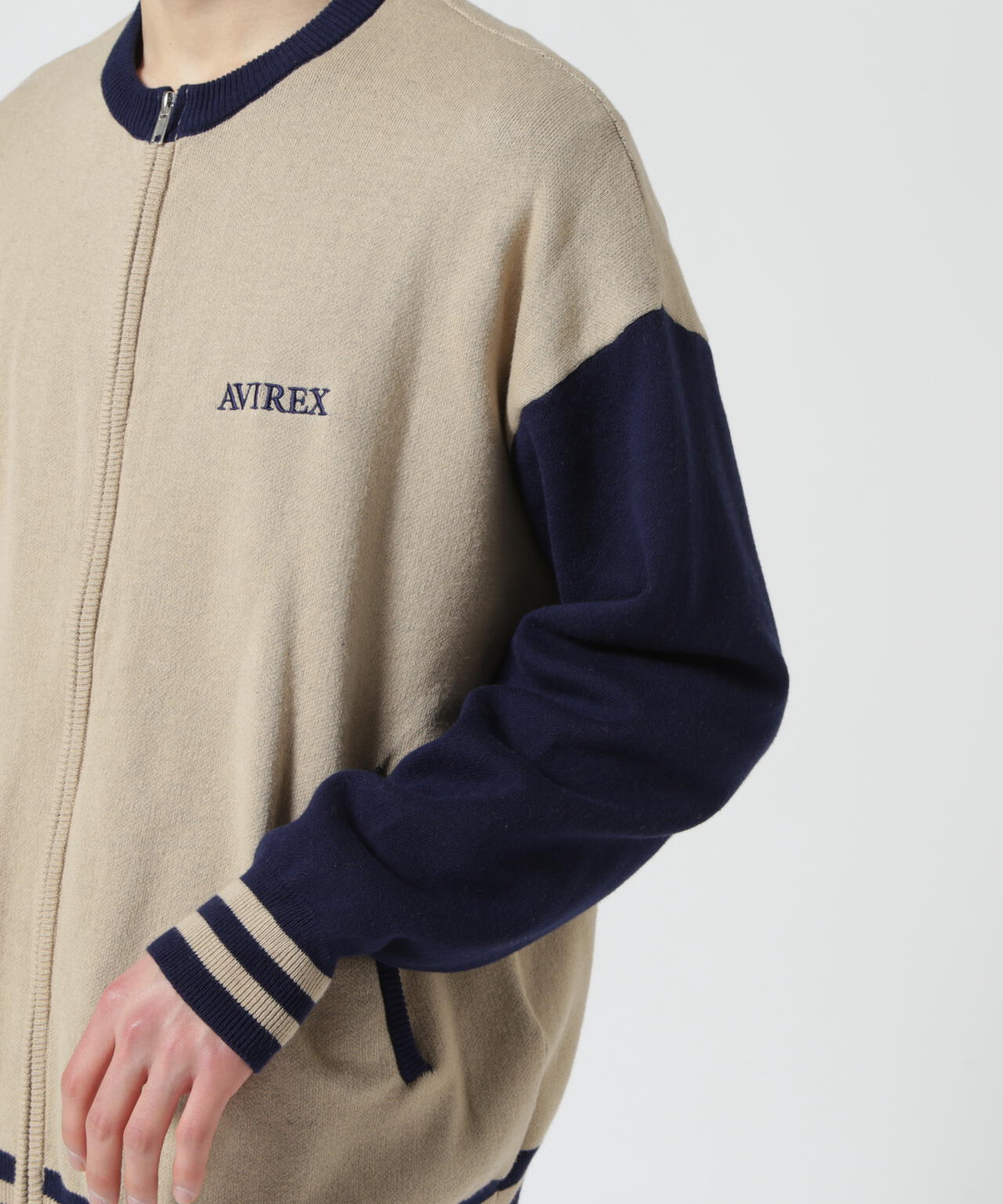 《直営店限定》RIB LINE ZIP KNIT/ リブラインジップニット