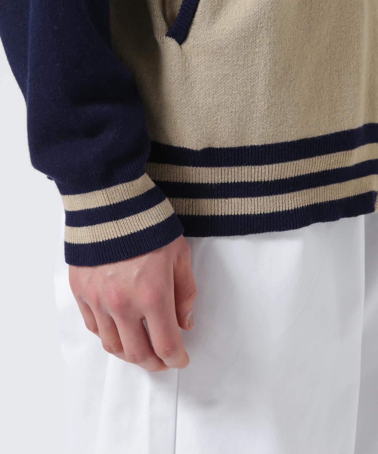 《直営店限定》RIB LINE ZIP KNIT/ リブラインジップニット