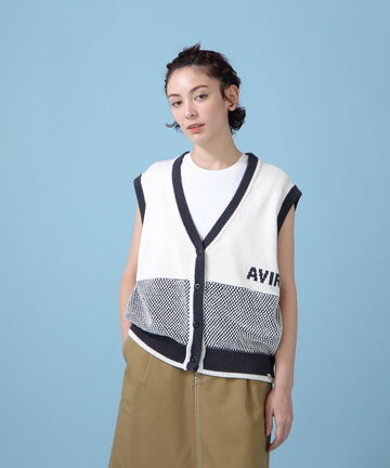 《WEB&DEPOT限定》ENTERING JACQUARDKNIT LINE VEST/ エンターリングジャカードラインベスト