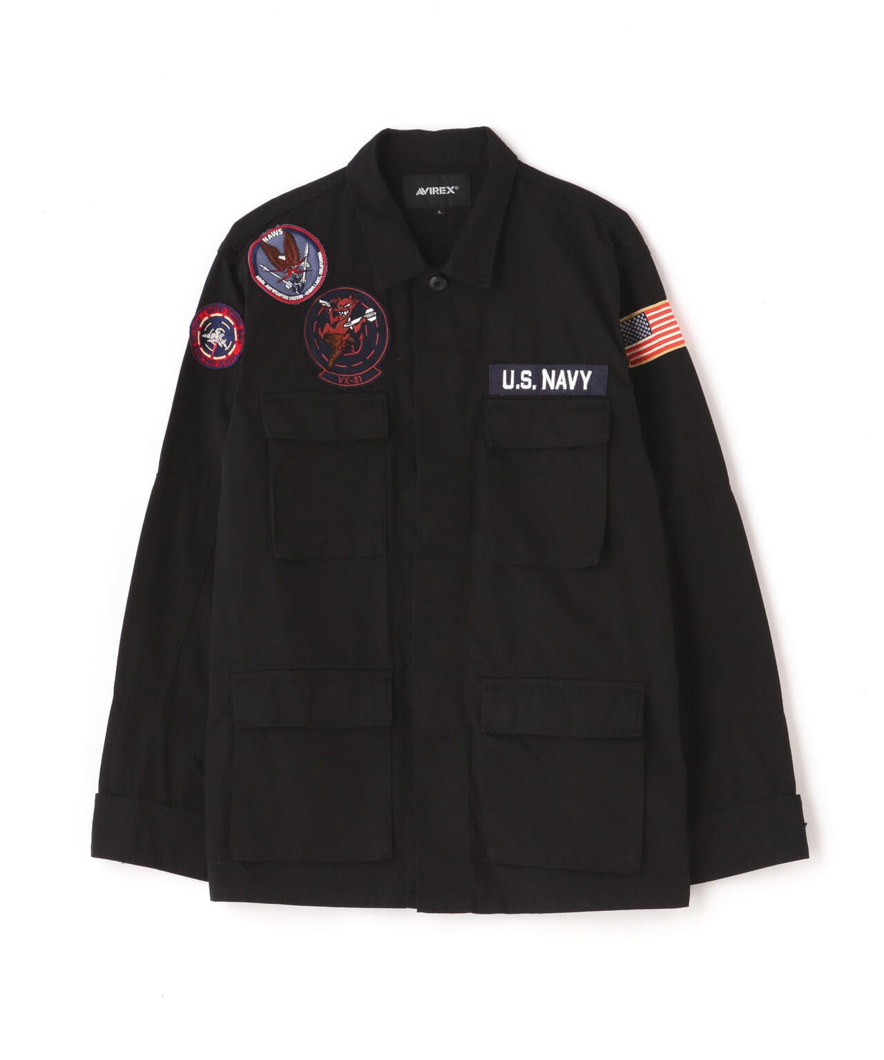 rip stop b.d.u.combat jacket-L/navy