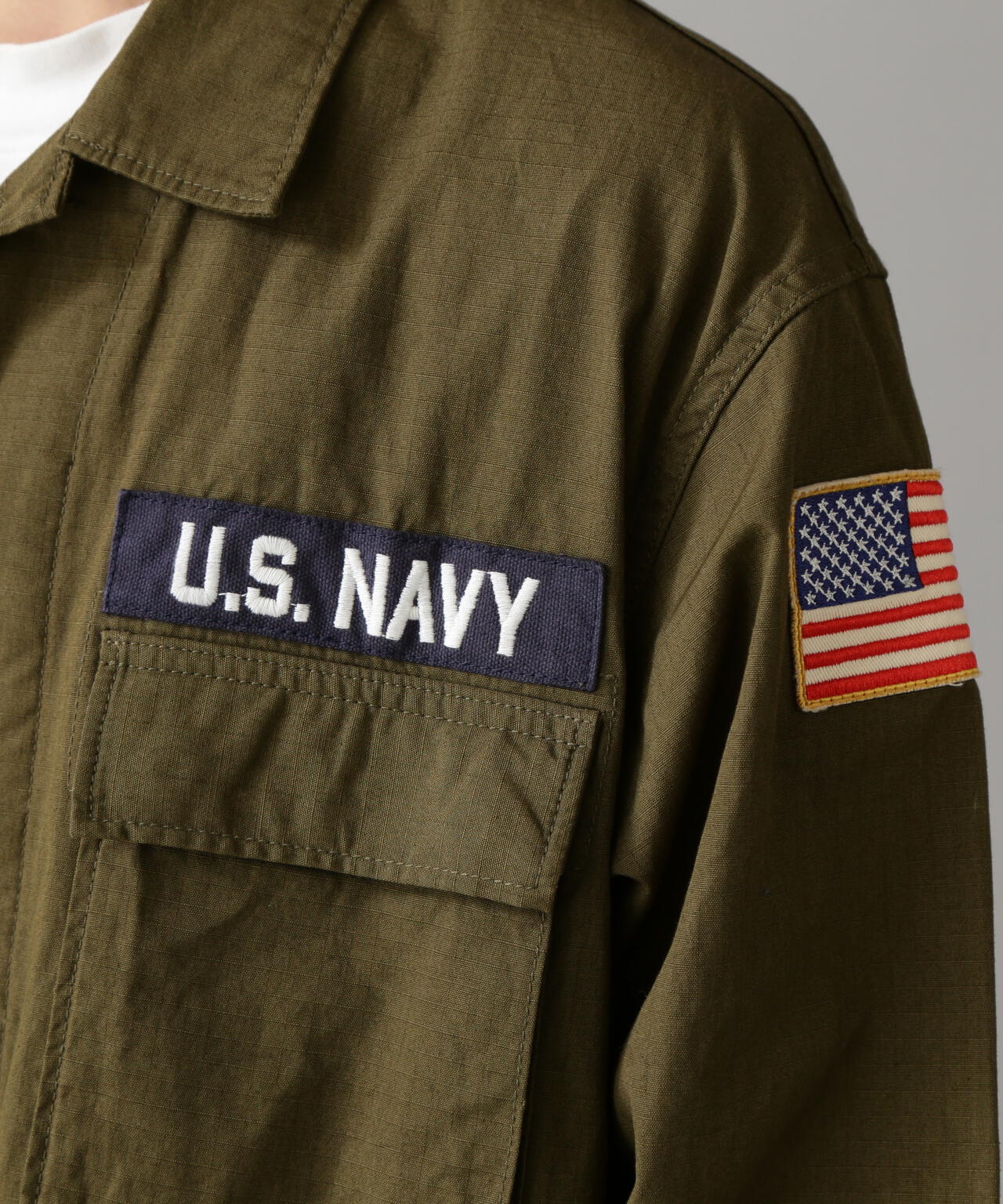 rip stop b.d.u.combat jacket-L/navy