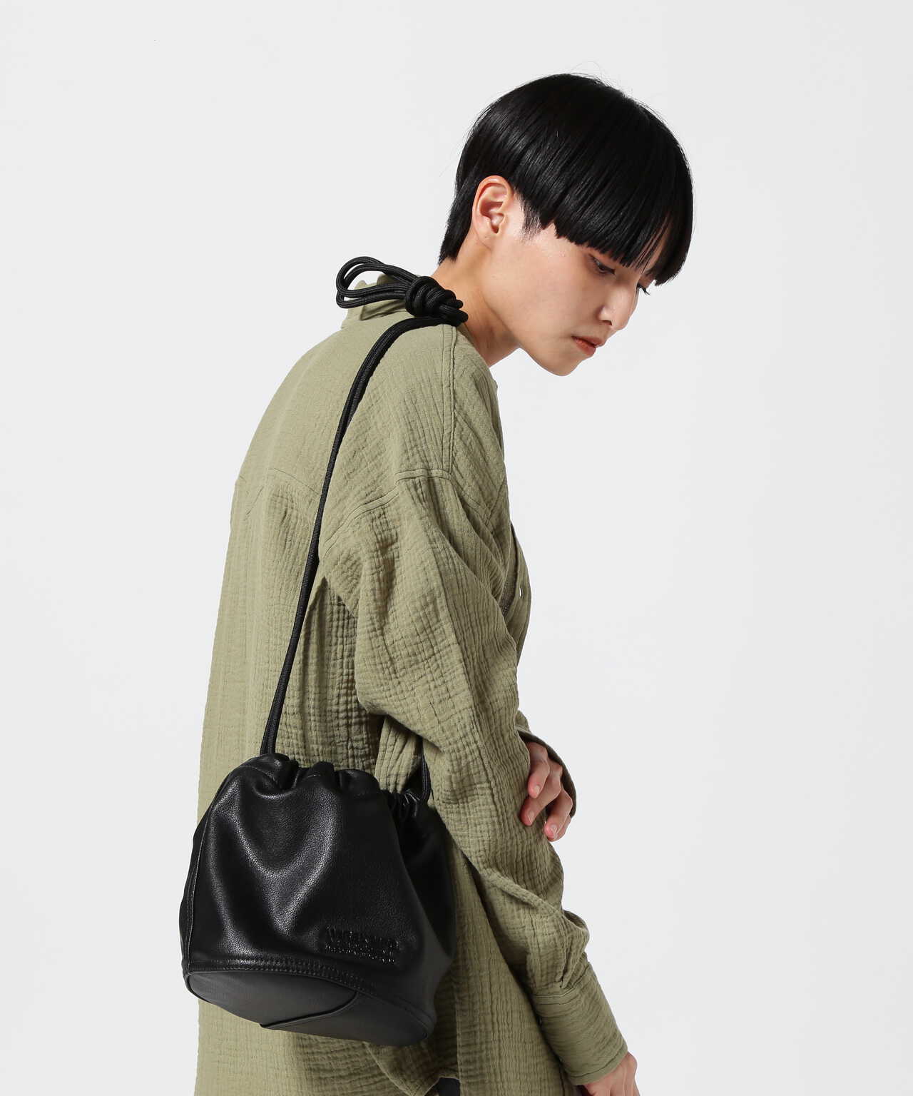 直営店限定》FAKE LEATHER DREWSTRING BAG/ フェイクレザー ドロー