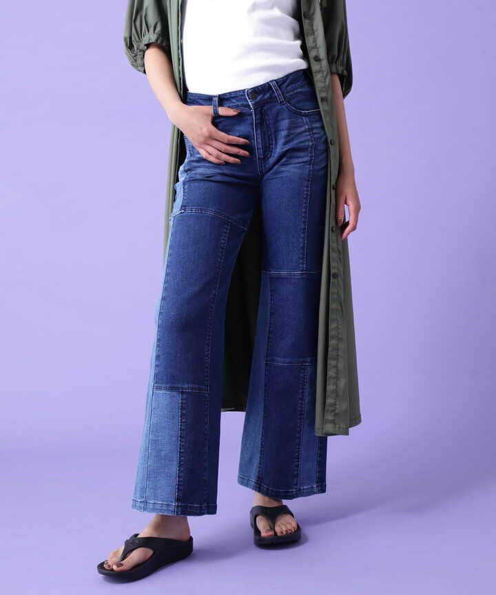 REMAKE DENIM SEMI FLARE WITH PRINT