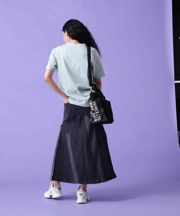 REMAKE STERETCH DENIM SIDE FLARE SKIRT