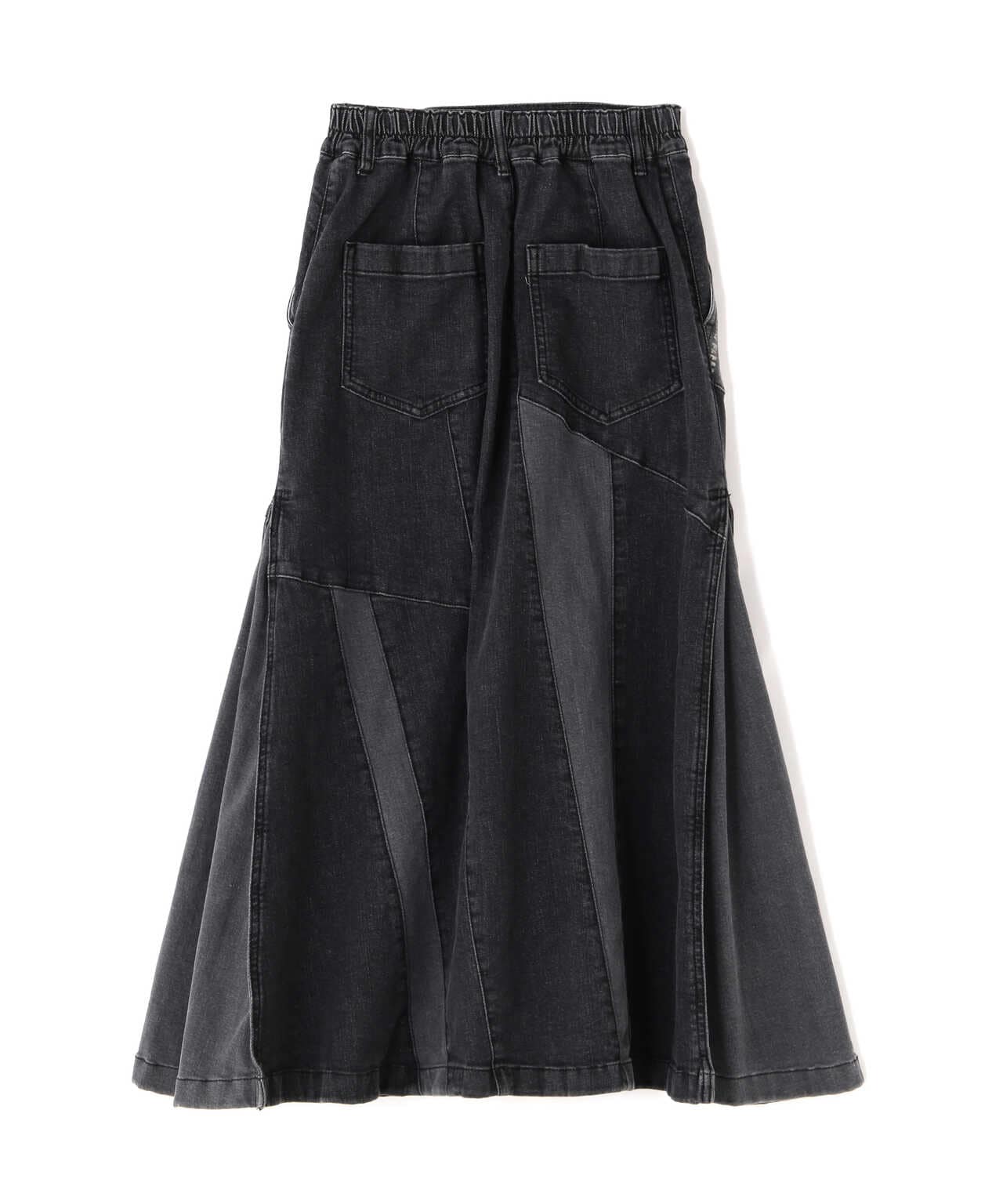 REMAKE STERETCH DENIM SIDE FLARE SKIRT