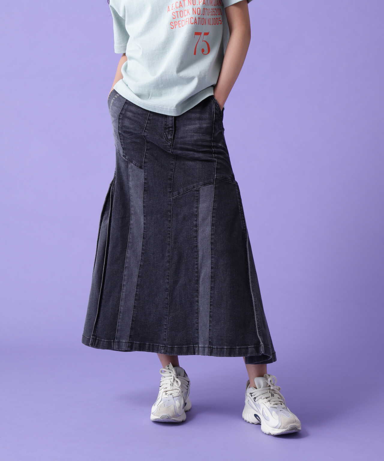 REMAKE STERETCH DENIM SIDE FLARE SKIRT | AVIREX ( アヴィレックス