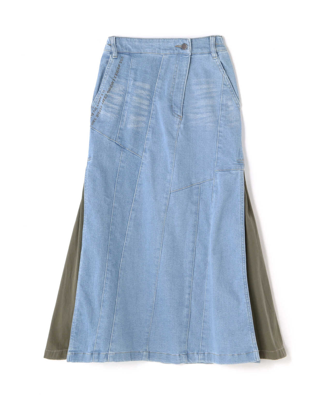 REMAKE STERETCH DENIM SIDE FLARE SKIRT