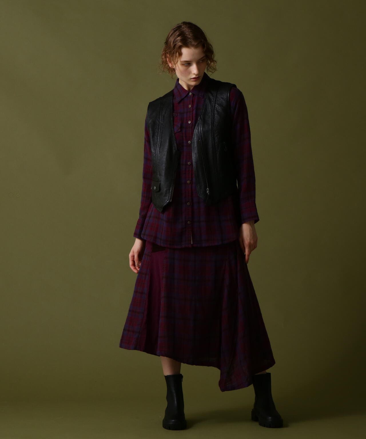 《直営店限定》DOUBLE GAUZE MULTI CHECK SKIRT/ ダブルガーゼ マルチチェックスカート