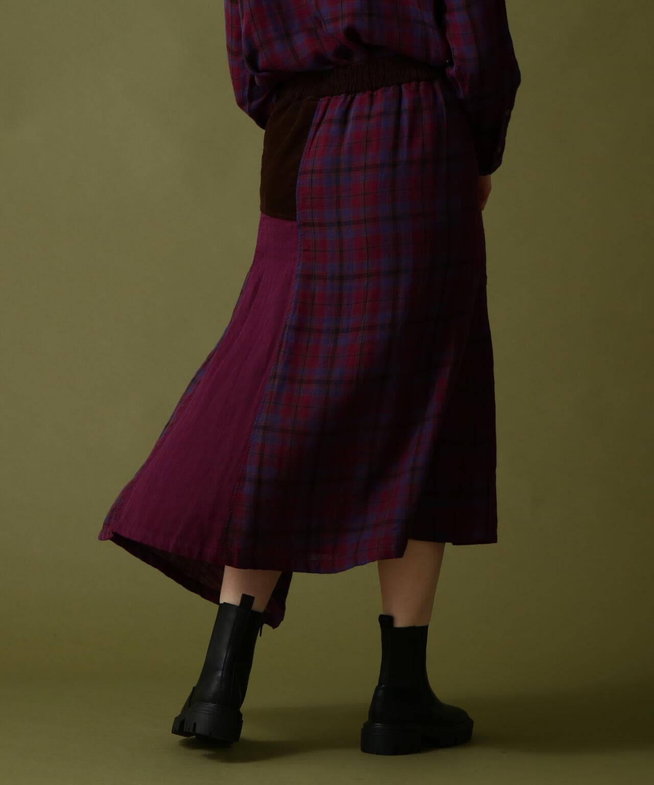 《直営店限定》DOUBLE GAUZE MULTI CHECK SKIRT/ ダブルガーゼ マルチチェックスカート