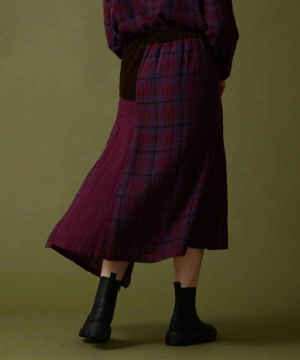 《直営店限定》DOUBLE GAUZE MULTI CHECK SKIRT/ ダブルガーゼ マルチチェックスカート