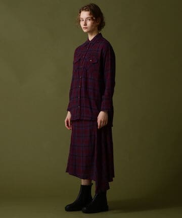 《直営店限定》DOUBLE GAUZE MULTI CHECK SKIRT/ ダブルガーゼ マルチチェックスカート