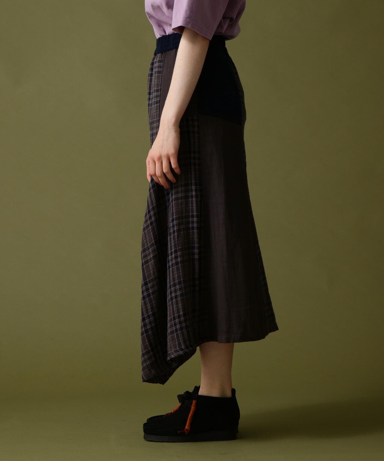 《直営店限定》DOUBLE GAUZE MULTI CHECK SKIRT/ ダブルガーゼ マルチチェックスカート