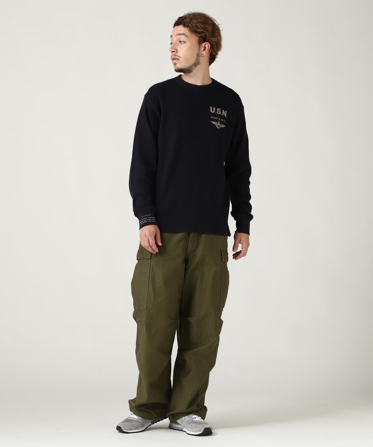 NAVAL L/S WAFFLE T-SHIRT | AVIREX ( アヴィレックス ) | US ONLINE