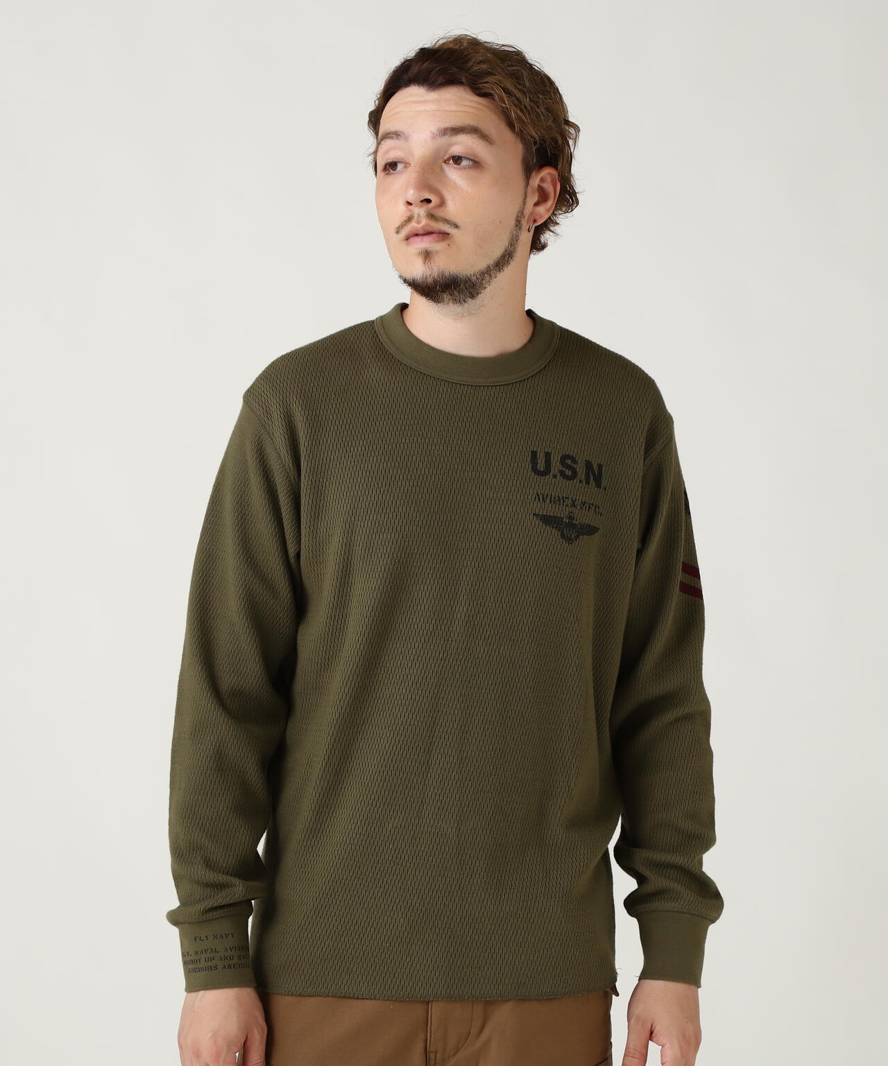 NAVAL L/S WAFFLE T-SHIRT | AVIREX ( アヴィレックス ) | US ONLINE 