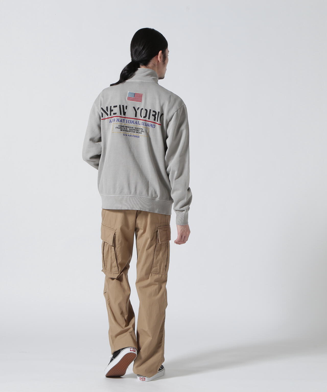 L/S FADE WASH STAND ZIP SWEAT NYC ANG