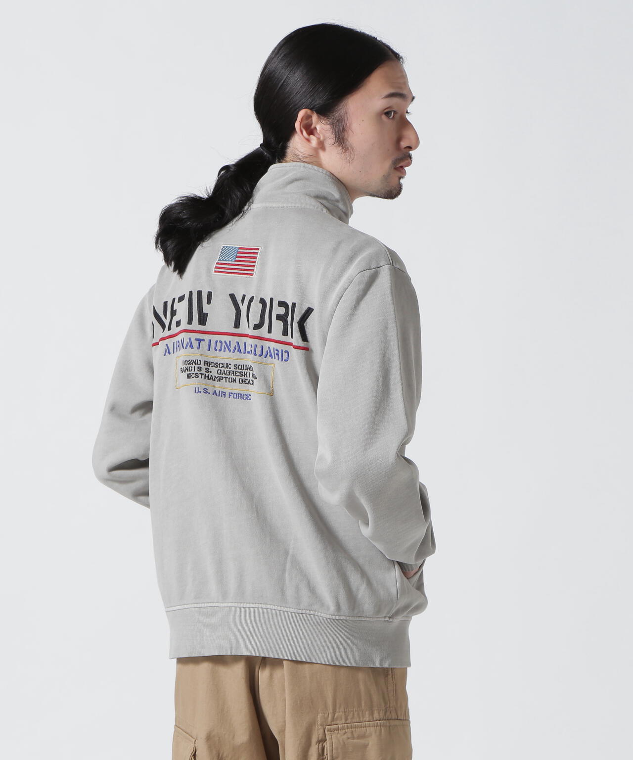 L/S FADE WASH STAND ZIP SWEAT NYC ANG