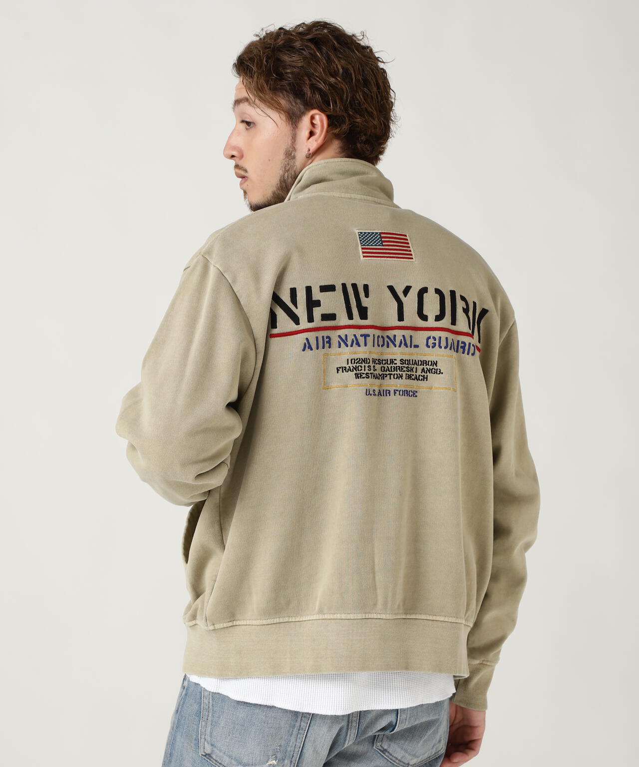 L/S FADE WASH STAND ZIP SWEAT NYC ANG