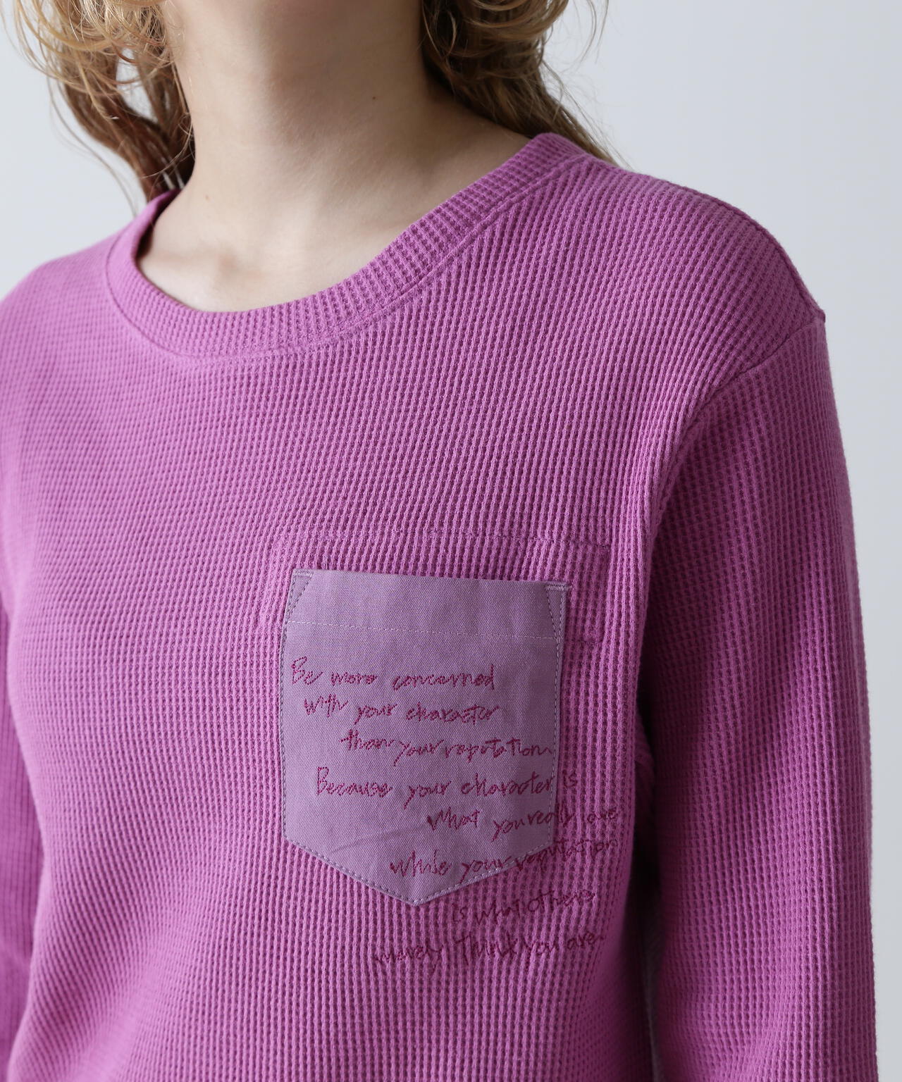 EMBROIDERED POCKET WAFFLE T-SHIRT/刺繍ポケットワッフルTシャツ