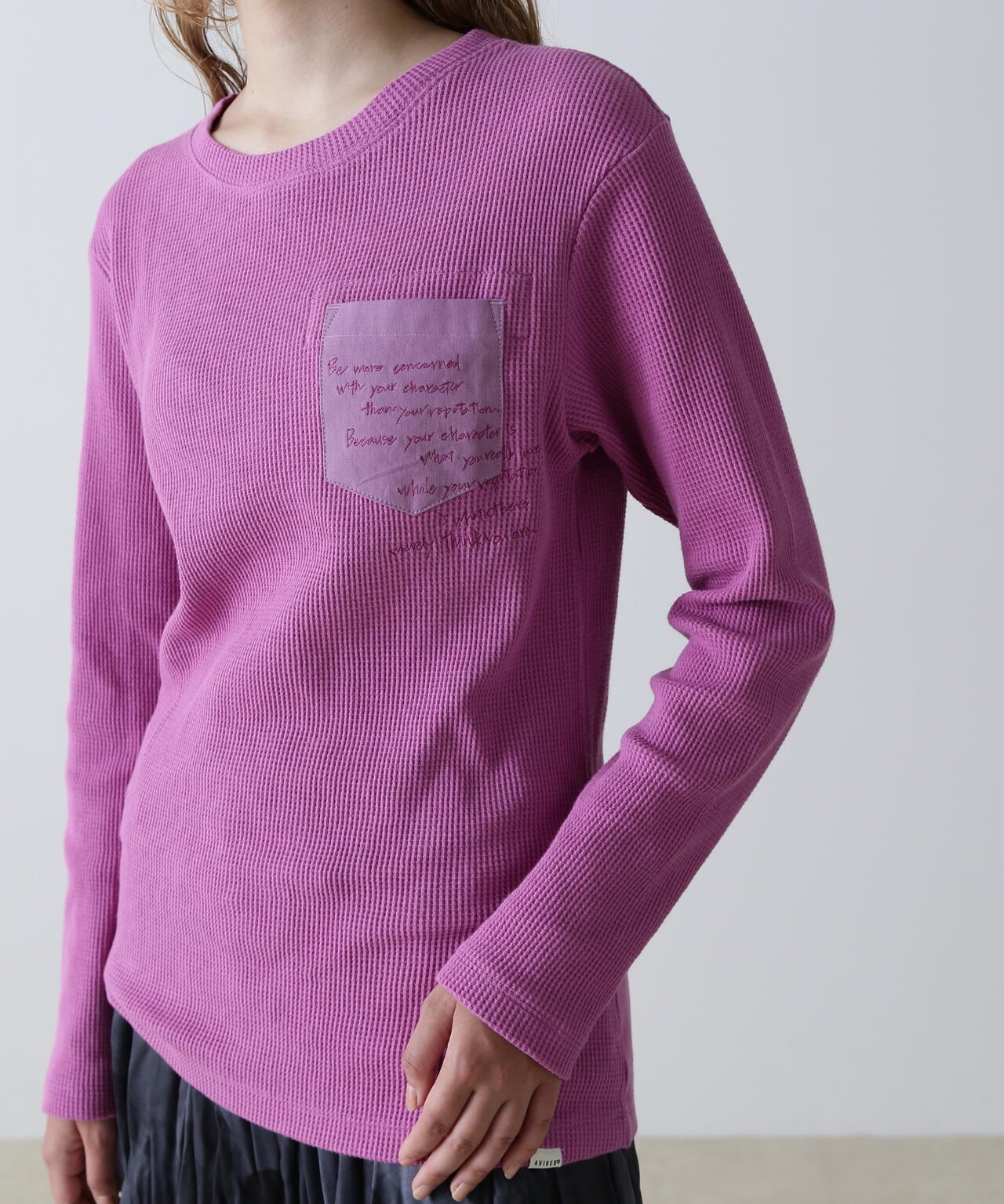 EMBROIDERED POCKET WAFFLE T-SHIRT/刺繍ポケットワッフルTシャツ 
