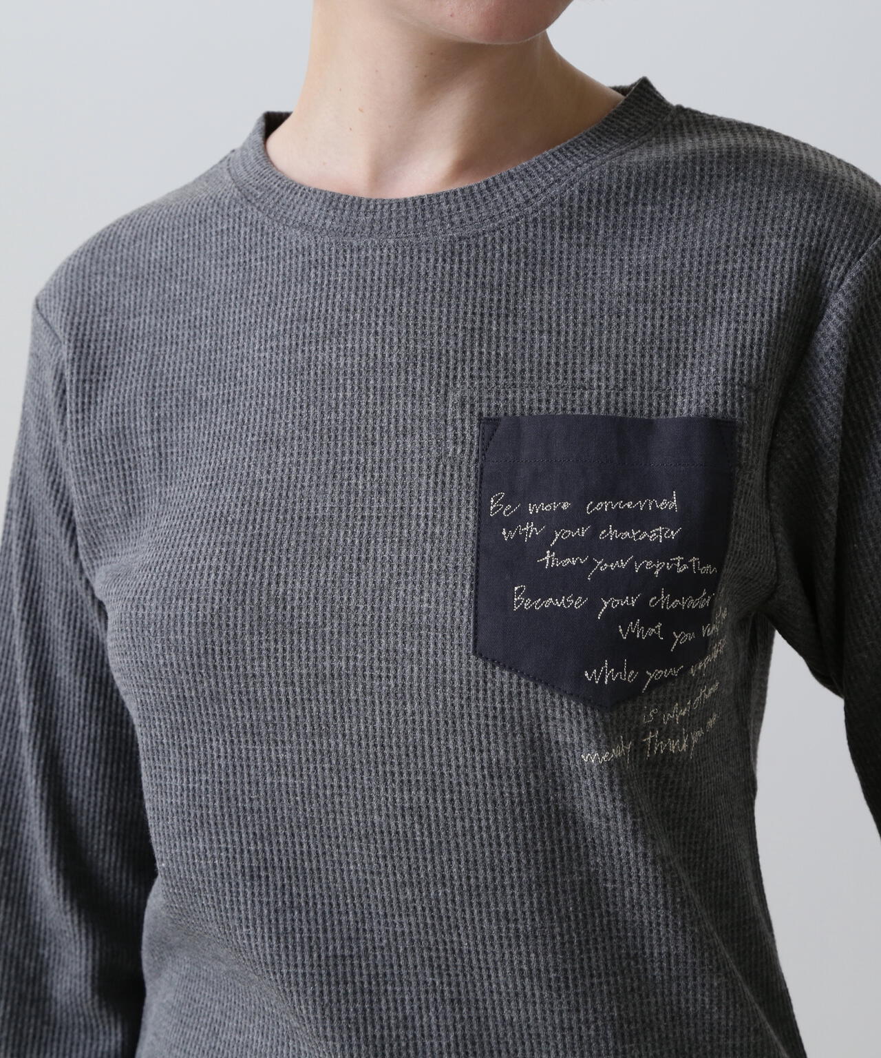 EMBROIDERED POCKET WAFFLE T-SHIRT/刺繍ポケットワッフルTシャツ