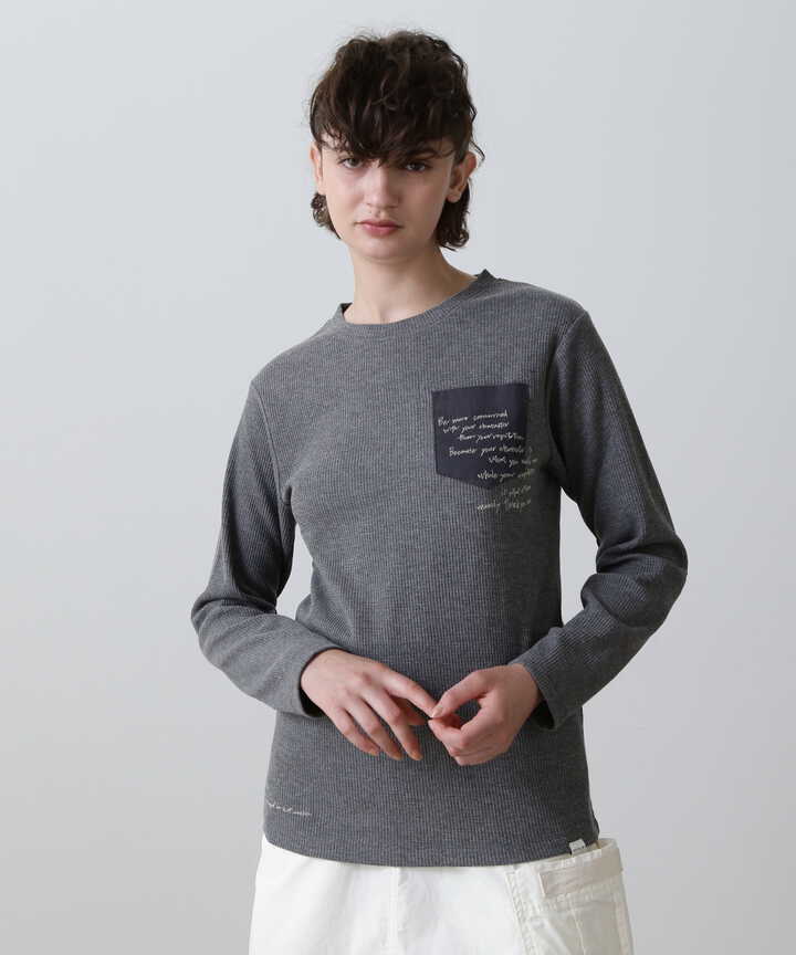 EMBROIDERED POCKET WAFFLE T-SHIRT/刺繍ポケットワッフルTシャツ