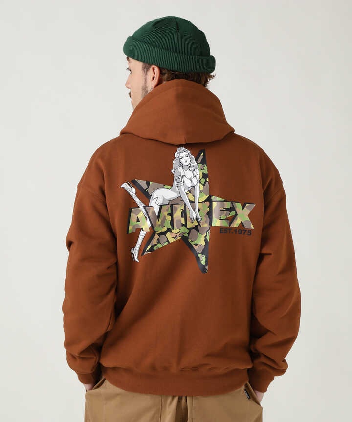 WEB限定》CAMOUFLAGE STAR &PINUP GIRL PULL OVER PARKA | AVIREX 