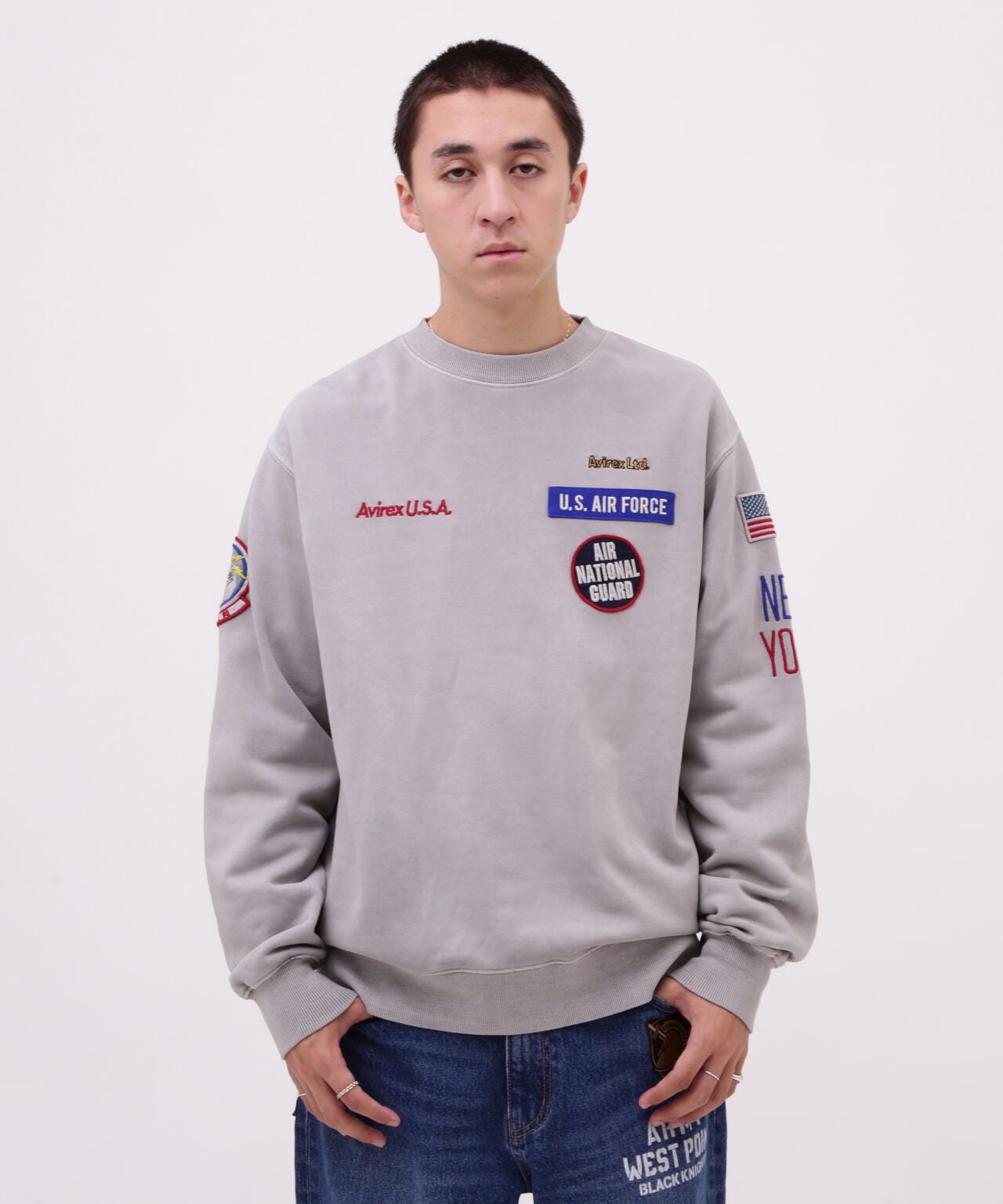 FADE WASH CREW NECK SWEAT NEW YORK ANG | AVIREX ( アヴィレックス