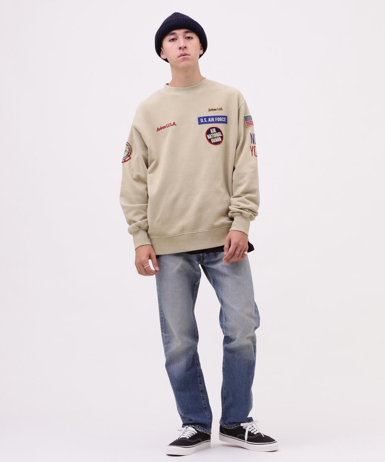 FADE WASH CREW NECK SWEAT NEW YORK ANG | AVIREX ( アヴィレックス