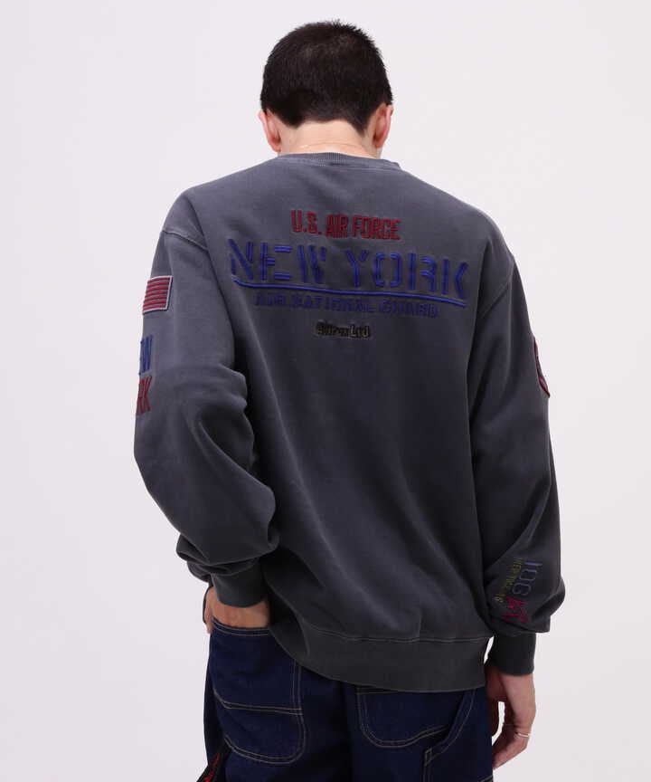 FADE WASH CREW NECK SWEAT NEW YORK ANG