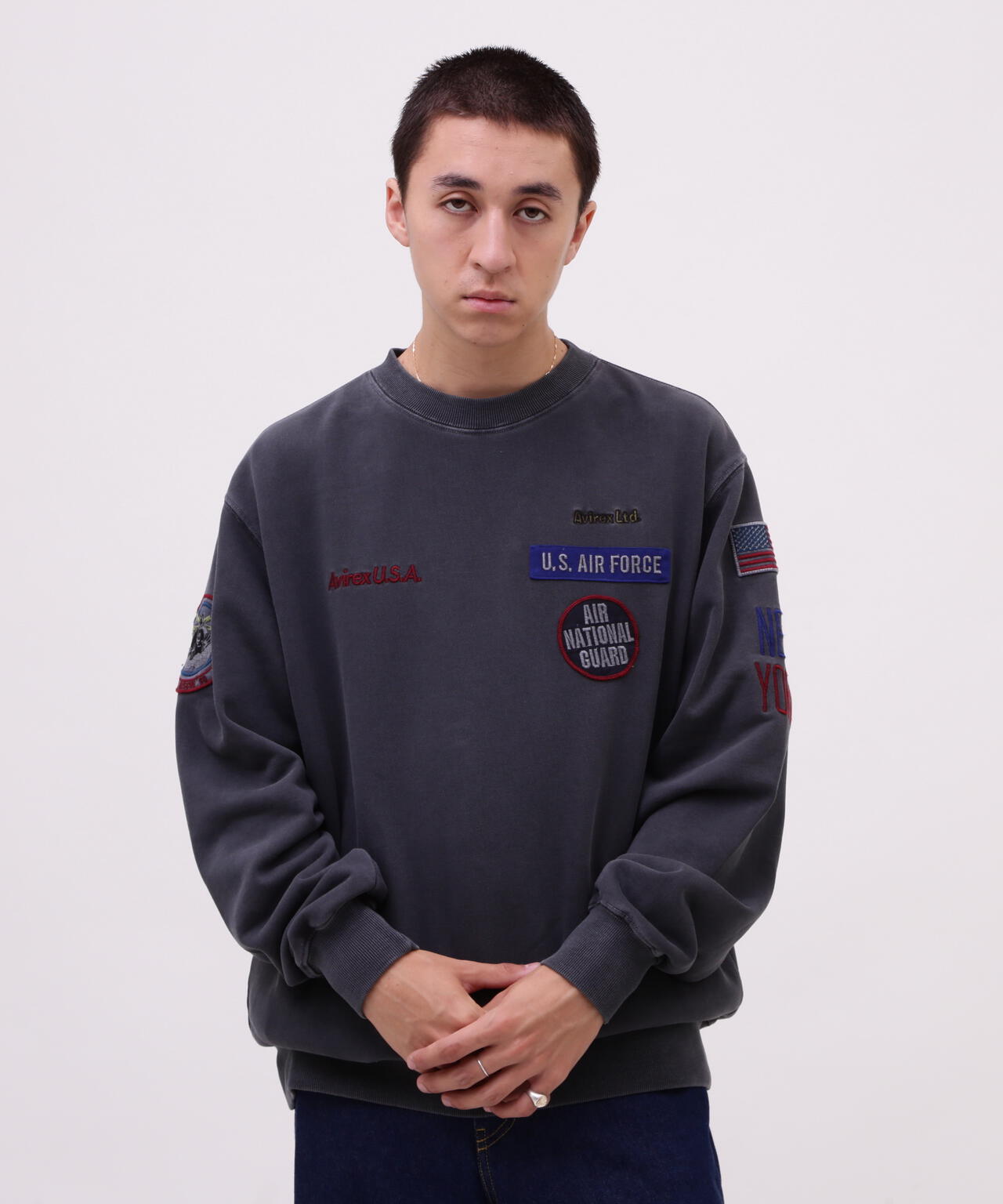 FADE WASH CREW NECK SWEAT NEW YORK ANG | AVIREX ( アヴィレックス