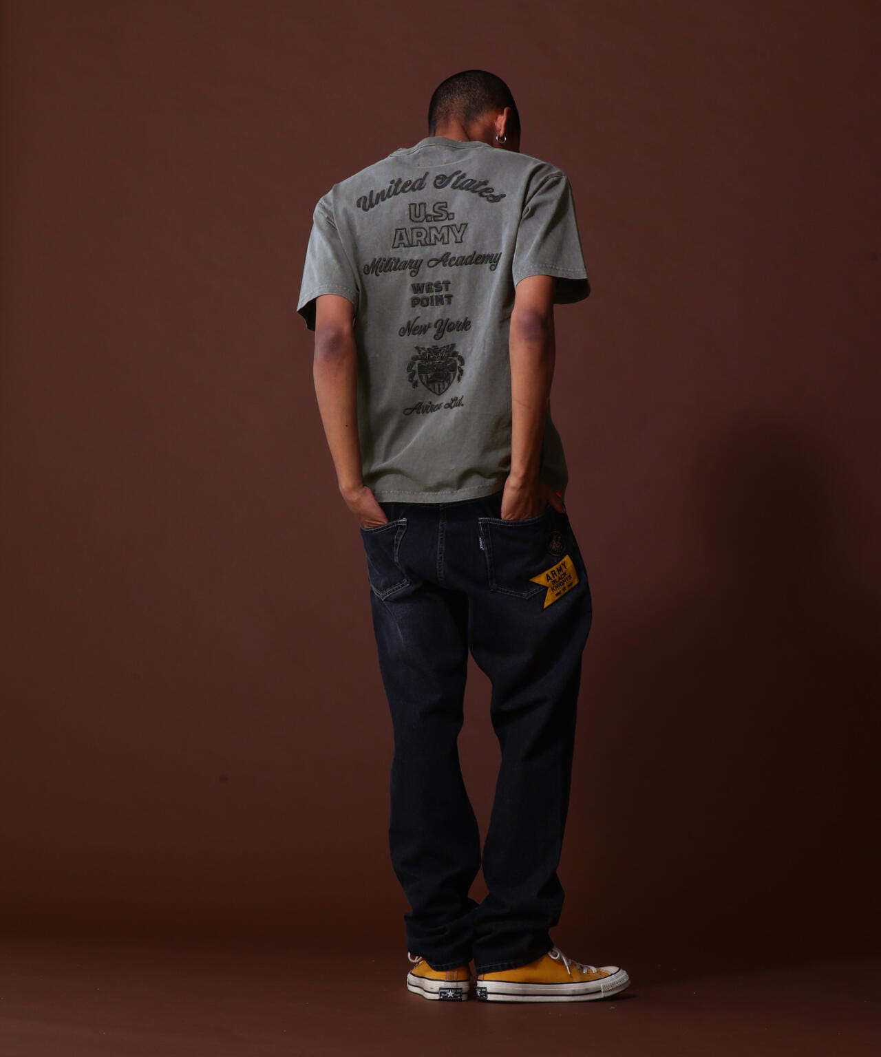 《COLLECTION》WEST POINT EMBROIDERY FADE WASH T-SHIRT /ウェストポイント エンブロイダリー