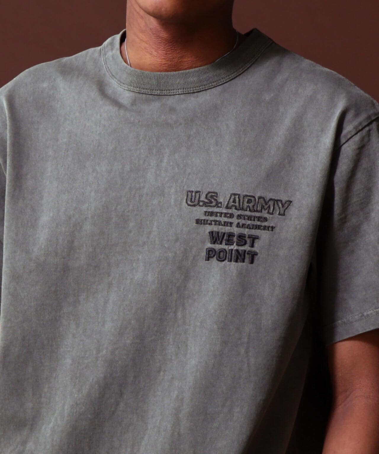 《COLLECTION》WEST POINT EMBROIDERY FADE WASH T-SHIRT /ウェストポイント エンブロイダリー