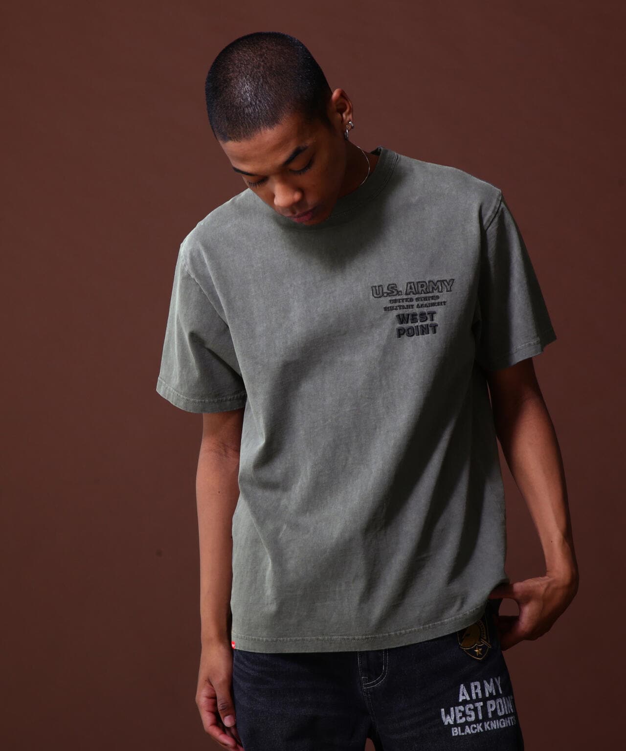 《COLLECTION》WEST POINT EMBROIDERY FADE WASH T-SHIRT /ウェストポイント エンブロイダリー