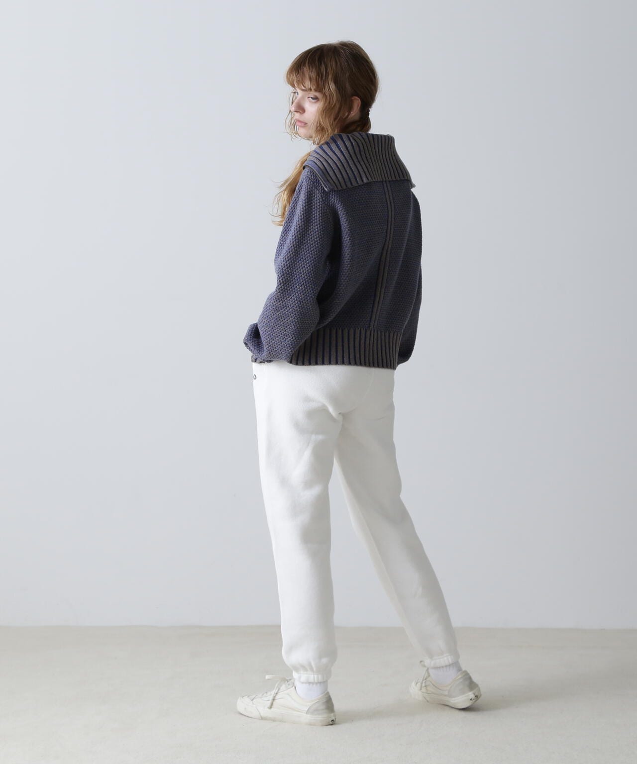 ZIP TURTLE NECK MELANGE KNIT TOPS/ジップタートルネック 