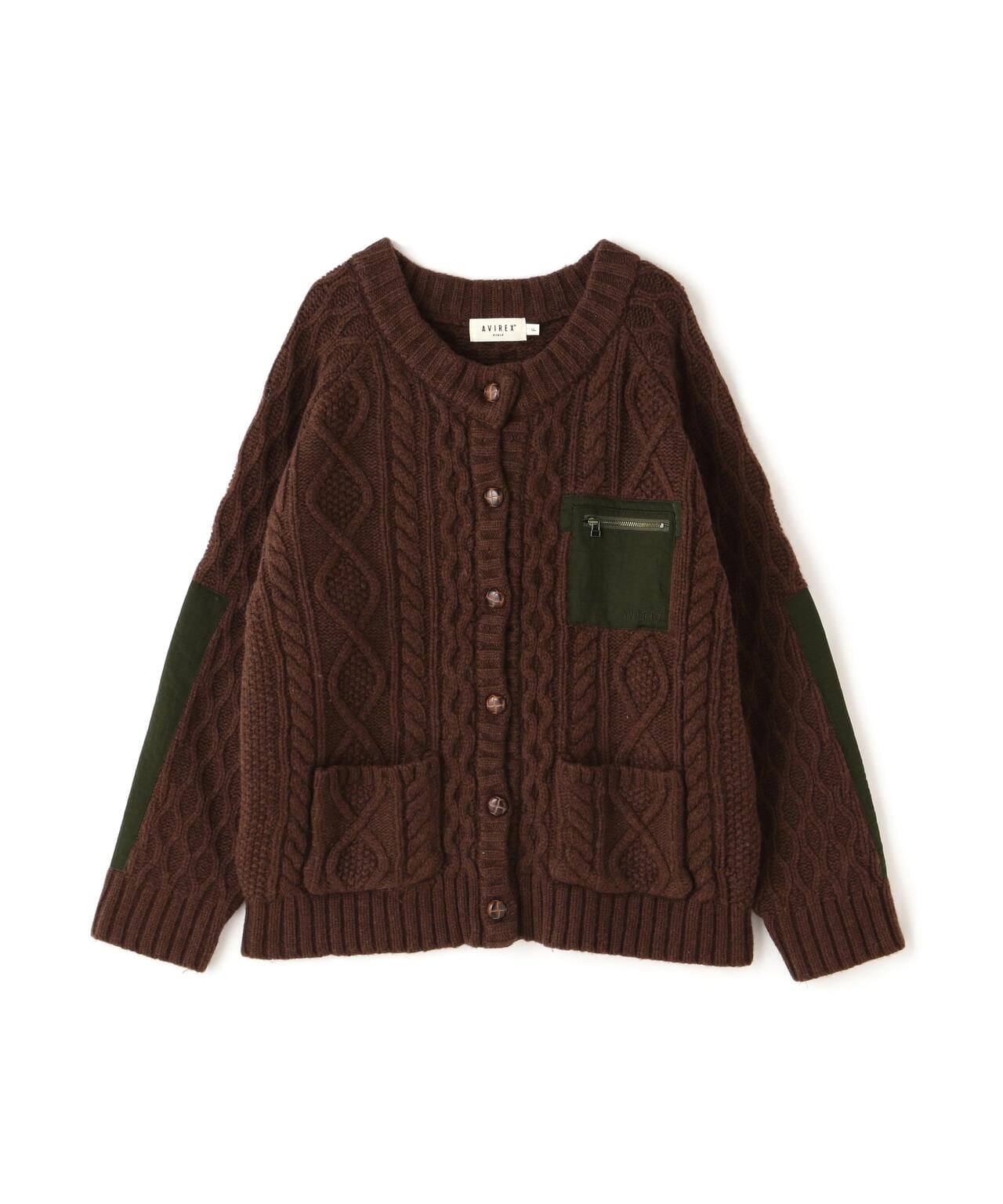 NYLON COMBI CABLE KNIT CARDIGAN/ナイロンコンビ ケーブルニットカ