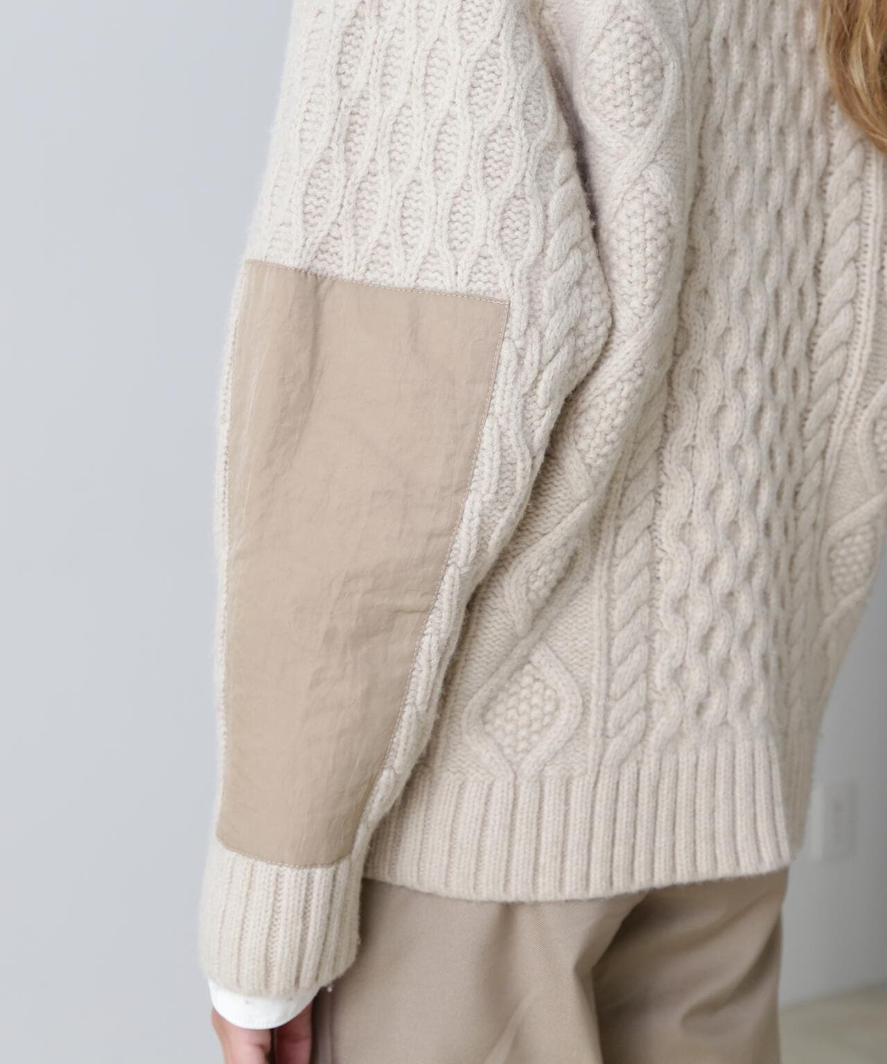 NYLON COMBI CABLE KNIT CARDIGAN/ナイロンコンビ ケーブルニットカ