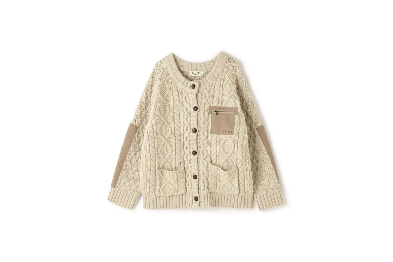 NYLON COMBI CABLE KNIT CARDIGAN/ナイロンコンビ ケーブルニットカ