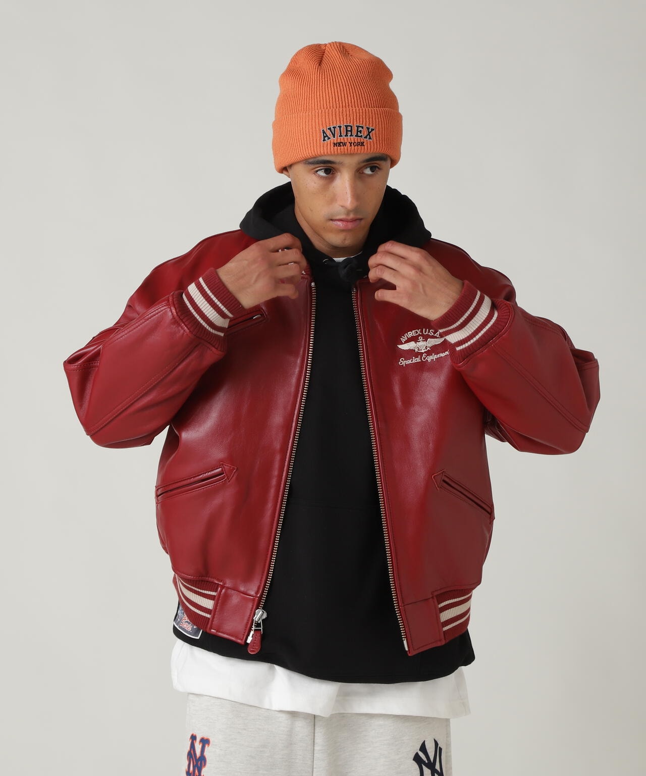 Avirex varsity jacket レザージャケット-