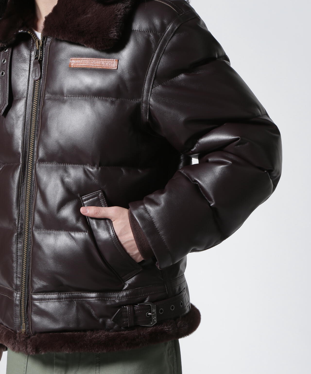 LEATHER DOWN BOMMER JACKET / レザー ダウン ボマー ジャケット