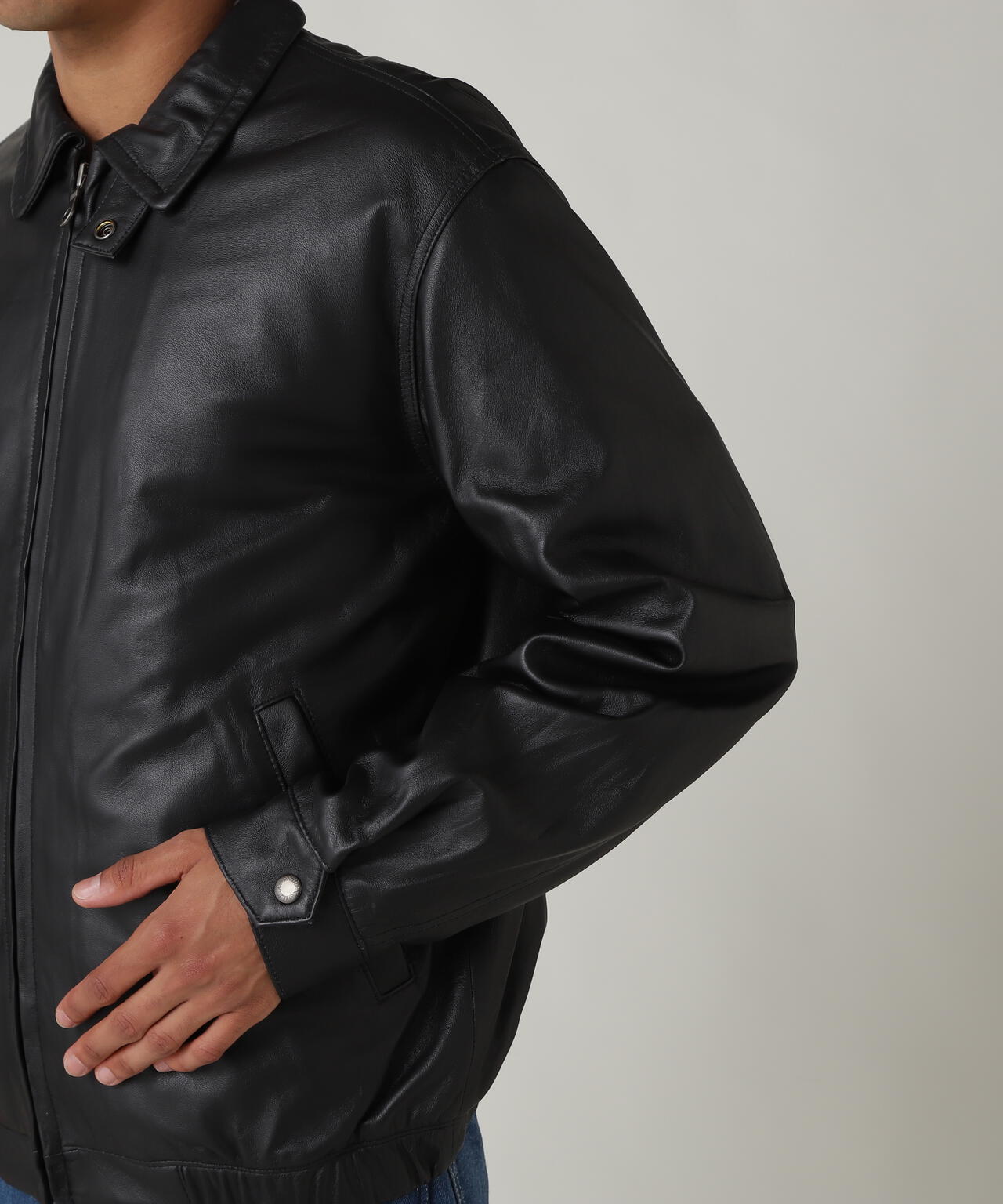 COMFORTABLE LEATHER SWING TOP JACKET / コンフォータブル レザー スウィングトップ ジャケット