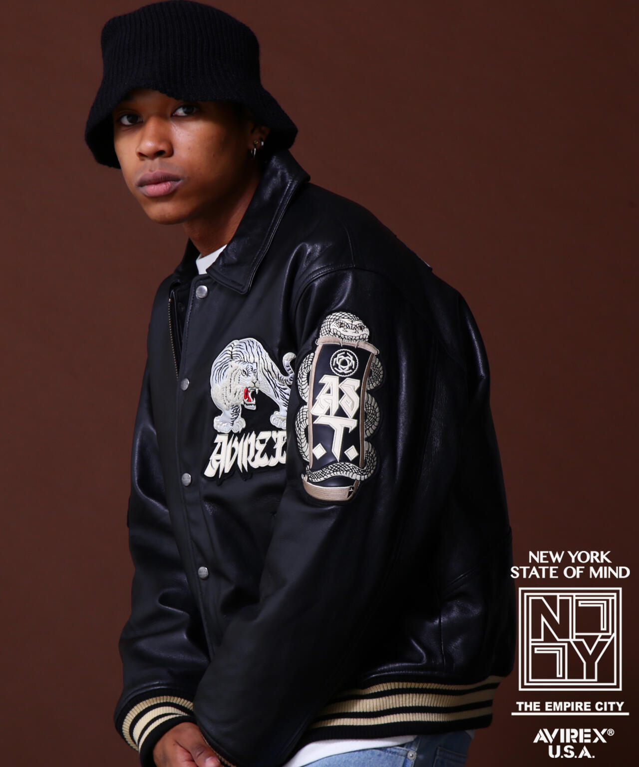 アワードジャケット90s avirex VARSITY JACKET バーシティ レザージャケット