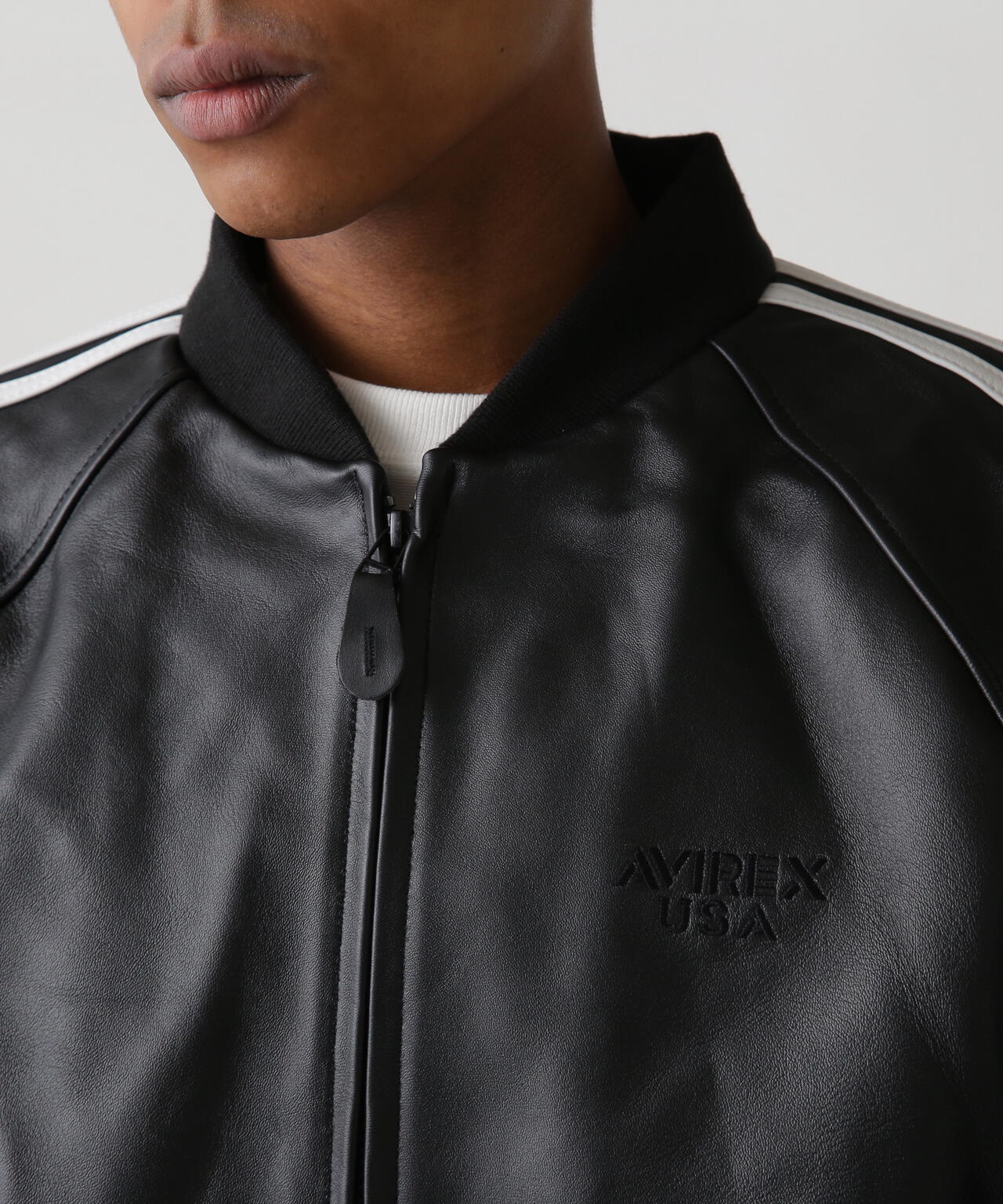 Avirex black leather outlet jacket