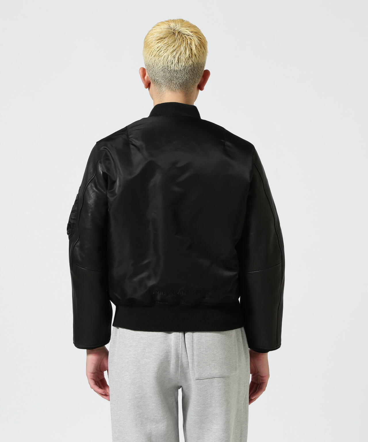 AVIREX Leather Sleeve Bomber Jacket