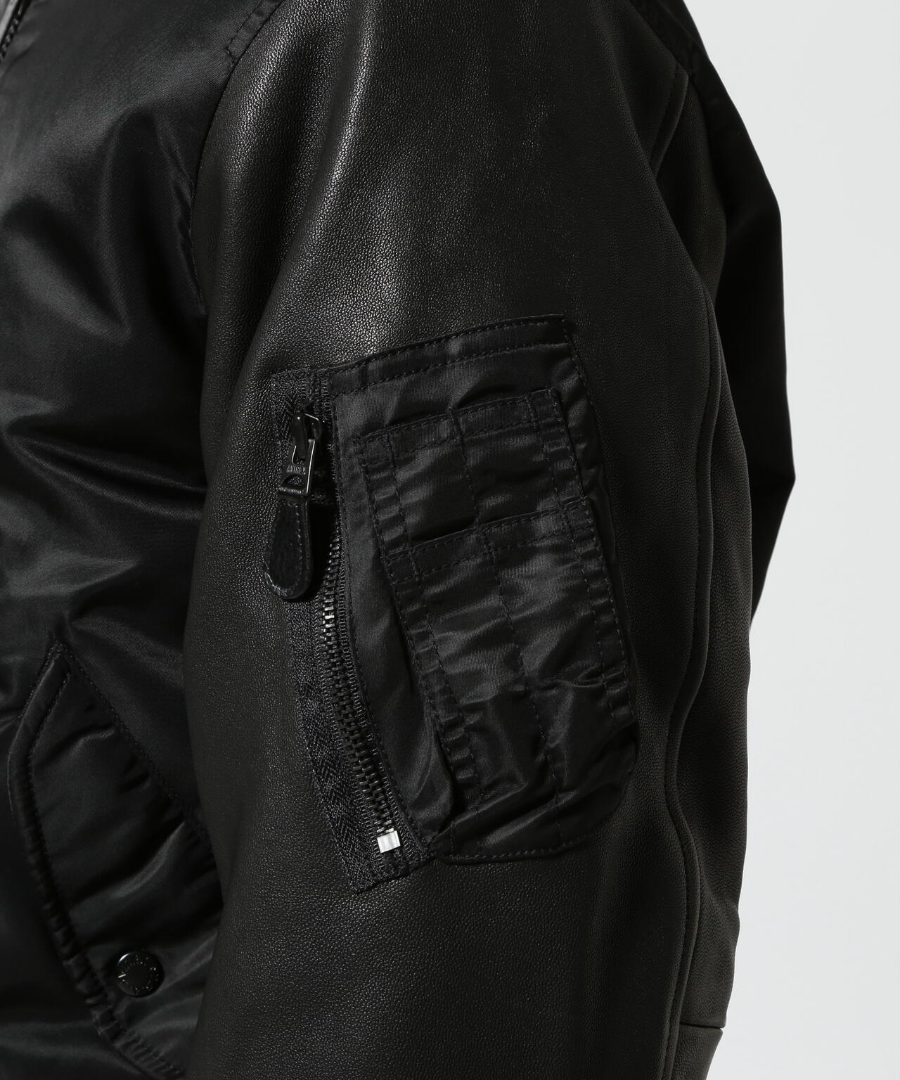 AVIREX Leather Sleeve Bomber Jacket